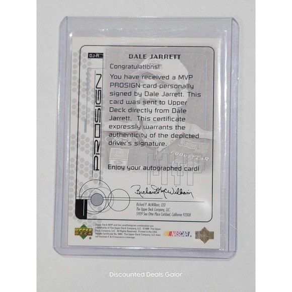 Dale Jarrett Autograph 1999 UD MVP Prosign Insert NASCAR - Picture 2 of 2